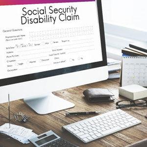 Picture showing social security disability claim form on screen