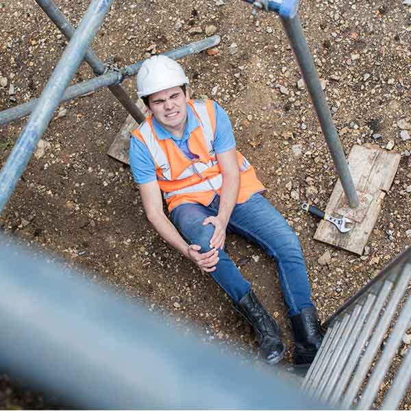 Construction Worker Falling Off Ladder And Injuring Leg