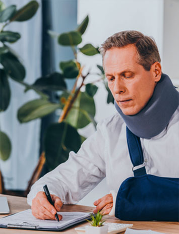 Employee with neck and hand injury