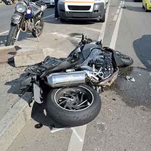 Motorcycle accident on thecity road
